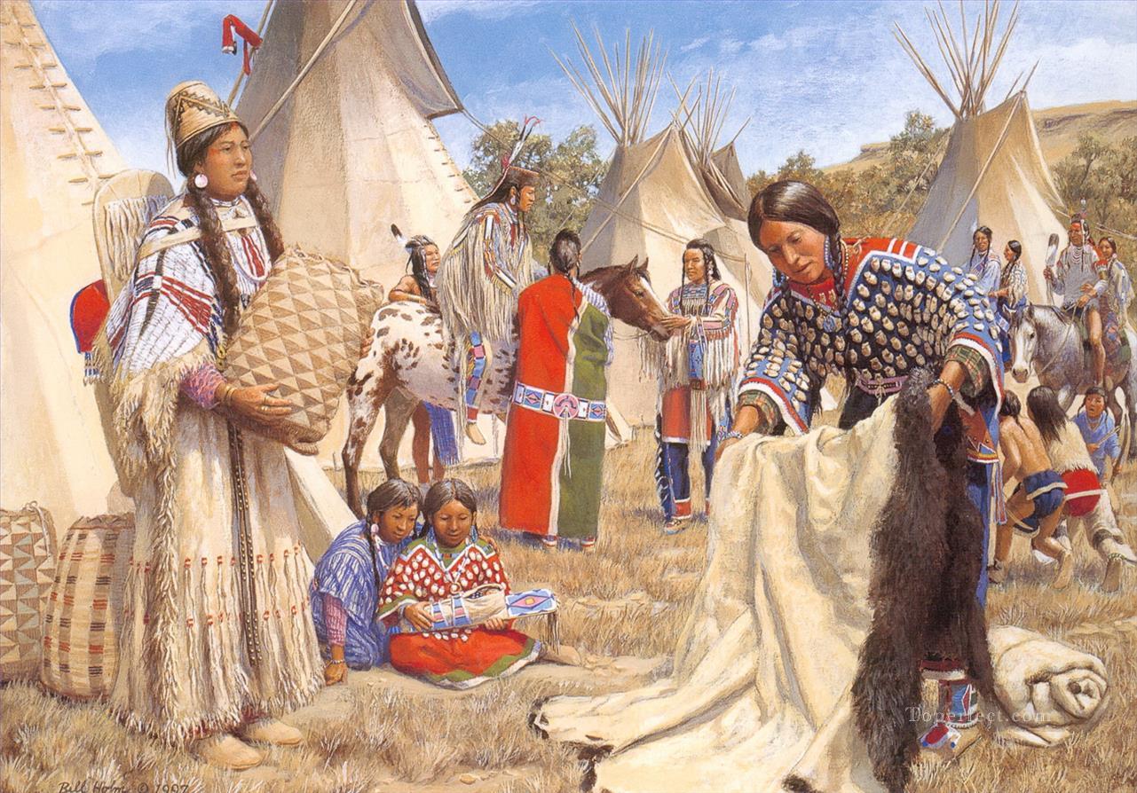 Art occidental américain Indiens 52 Peintures à l'huile